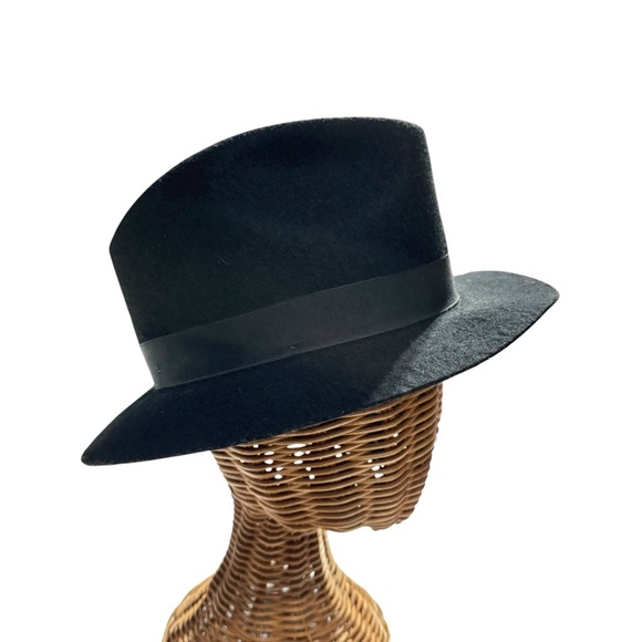 Vintage Black Fedora Hat with Feather Accent – “Created By Charm” Made in USA - Picture 4 of 12